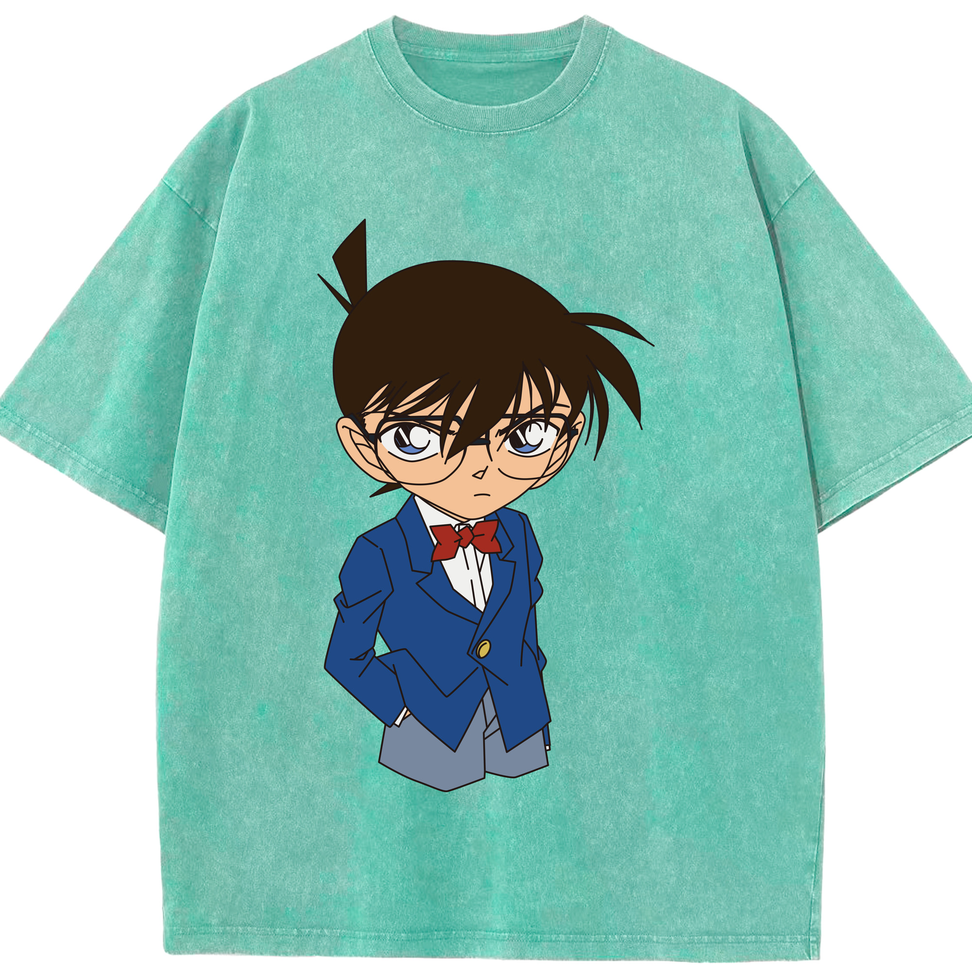 （画像用） 名探偵コナン 江戸川 コナン Detective Conan Conan Edogawa 綿100% ヴィンテージ風 半袖Tシャツ（フロントプリント）